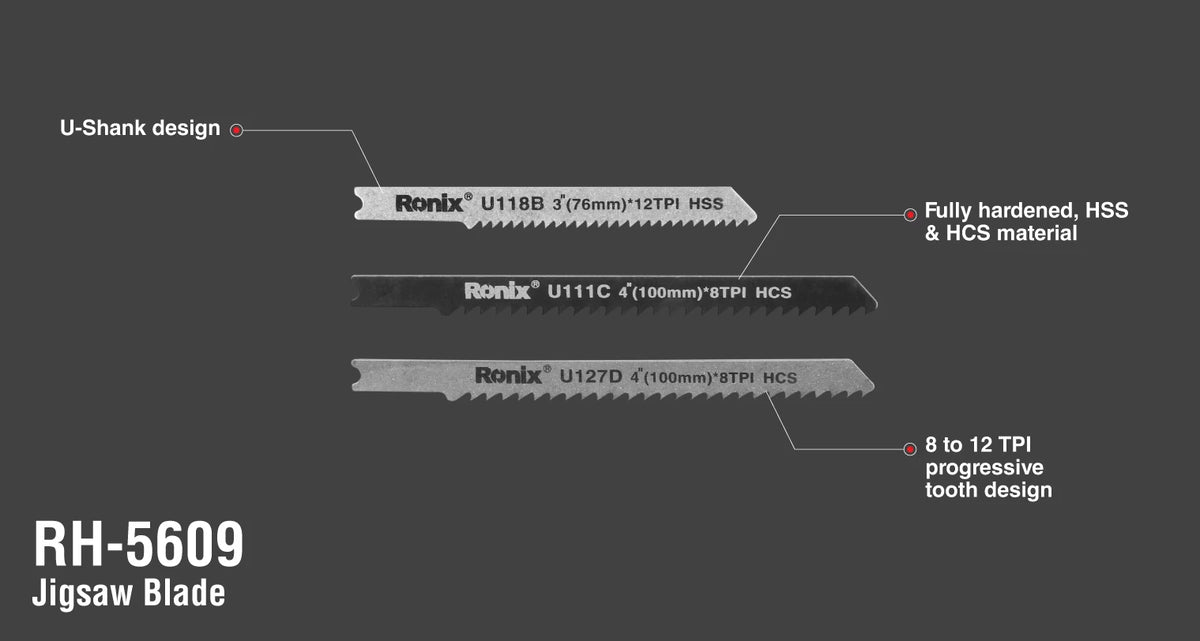 Ronix Stichsägeblatt-Sortiment (5-teilig) U-Schaft gemischt