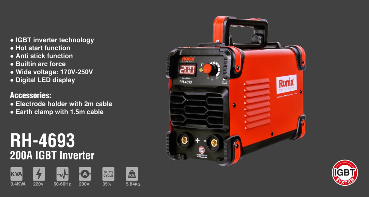 Ronix DC-Lichtbogen-Schweißinverter 20-200A