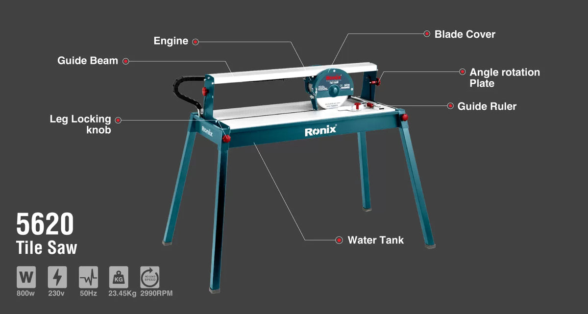 Ronix Elektrische Fliesensäge 800 W – 200 mm