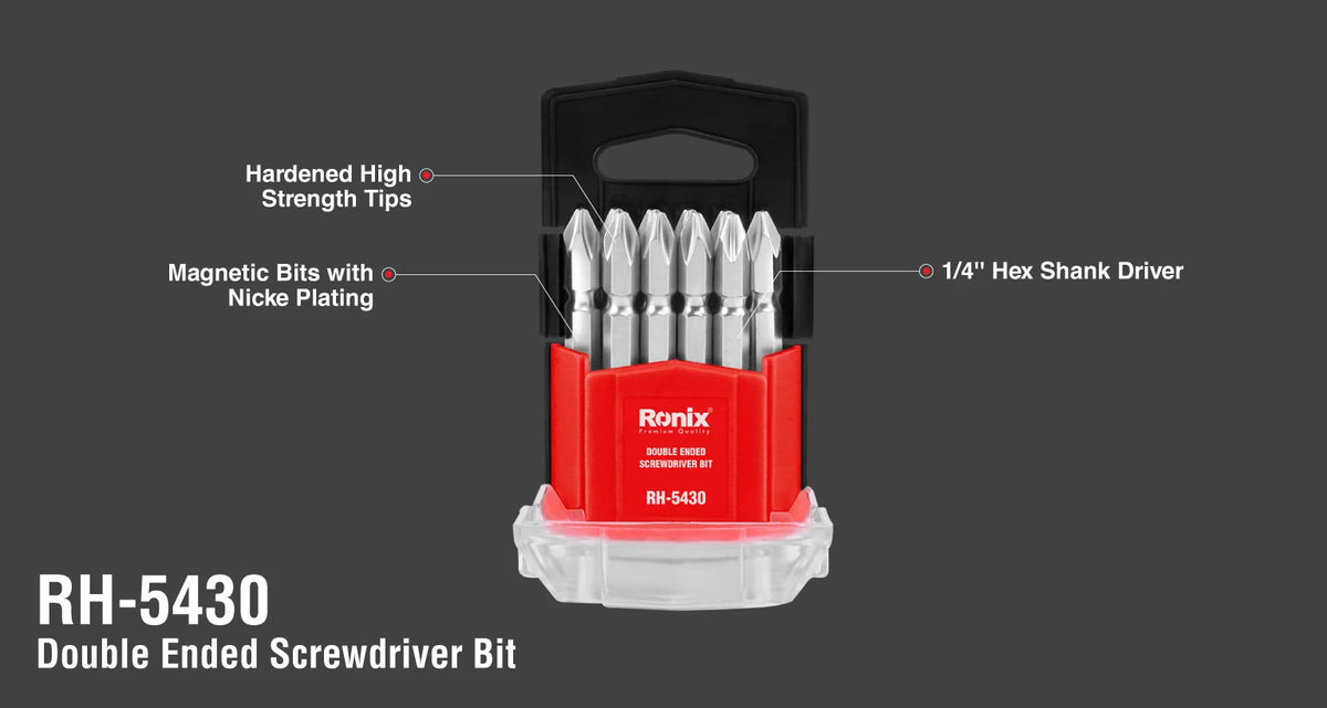 Ronix Doppelender-Schraubendreher-Bit PH2/PH2, 65 mm