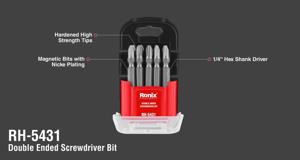 Ronix Doppelender-Schraubendreher-Bit PH2/SL6, 65 mm