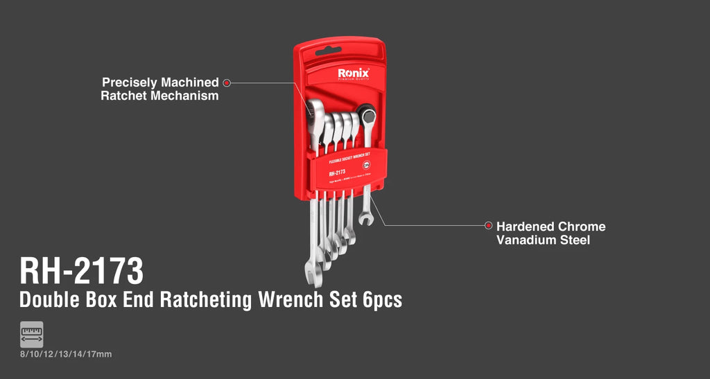 Ronix Ratschen-Ringmaulschlüssel-Set 6-teilig
