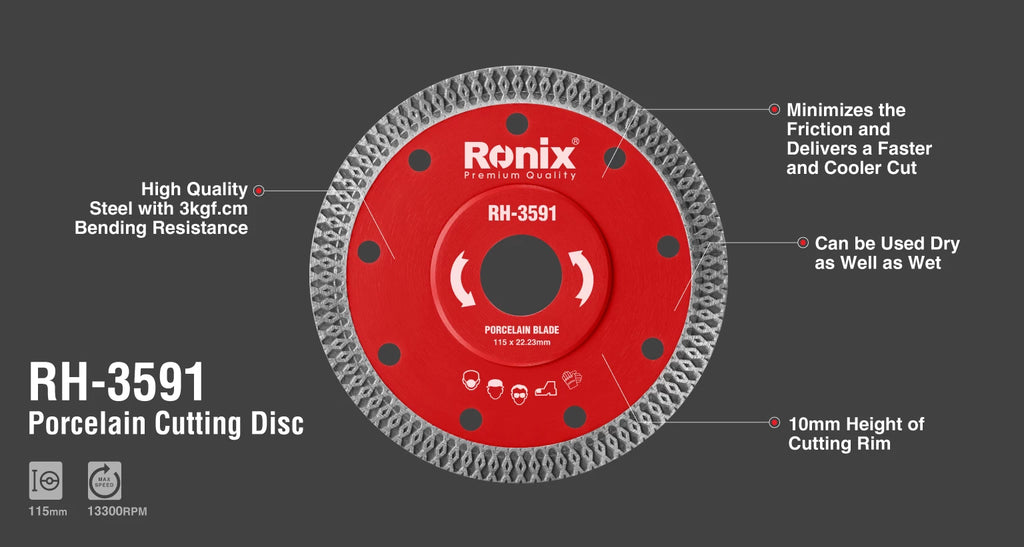 Ronix Diamant-Trennscheibe für Porzellan 115 mm