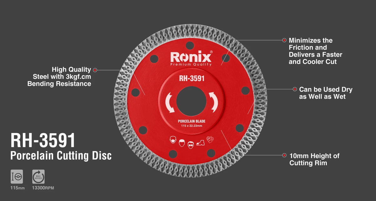 Ronix Diamant-Trennscheibe für Porzellan 115 mm