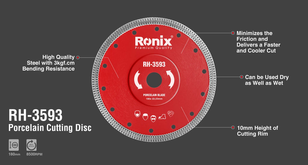 Ronix Diamant-Trennscheibe Porzellan 180 mm