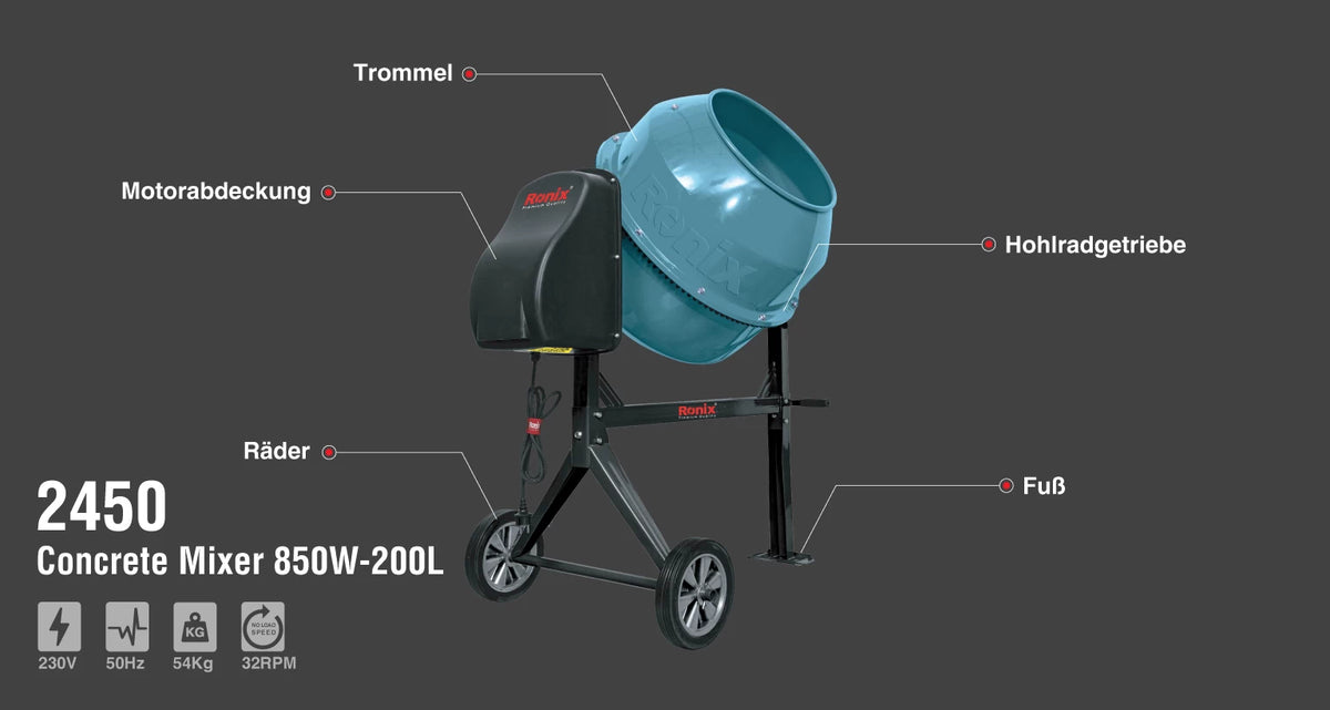 Ronix Betonmischer 850W-200L