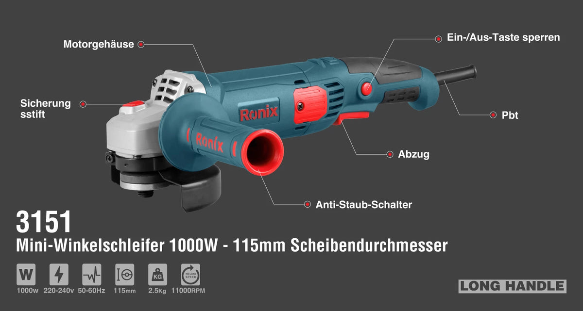 Ronix Mini-Winkelschleifer 1000 W - 115 mm