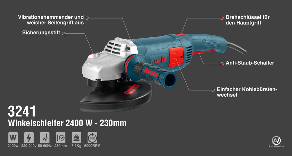 Ronix Winkelschleifer 2400 W-230 mm