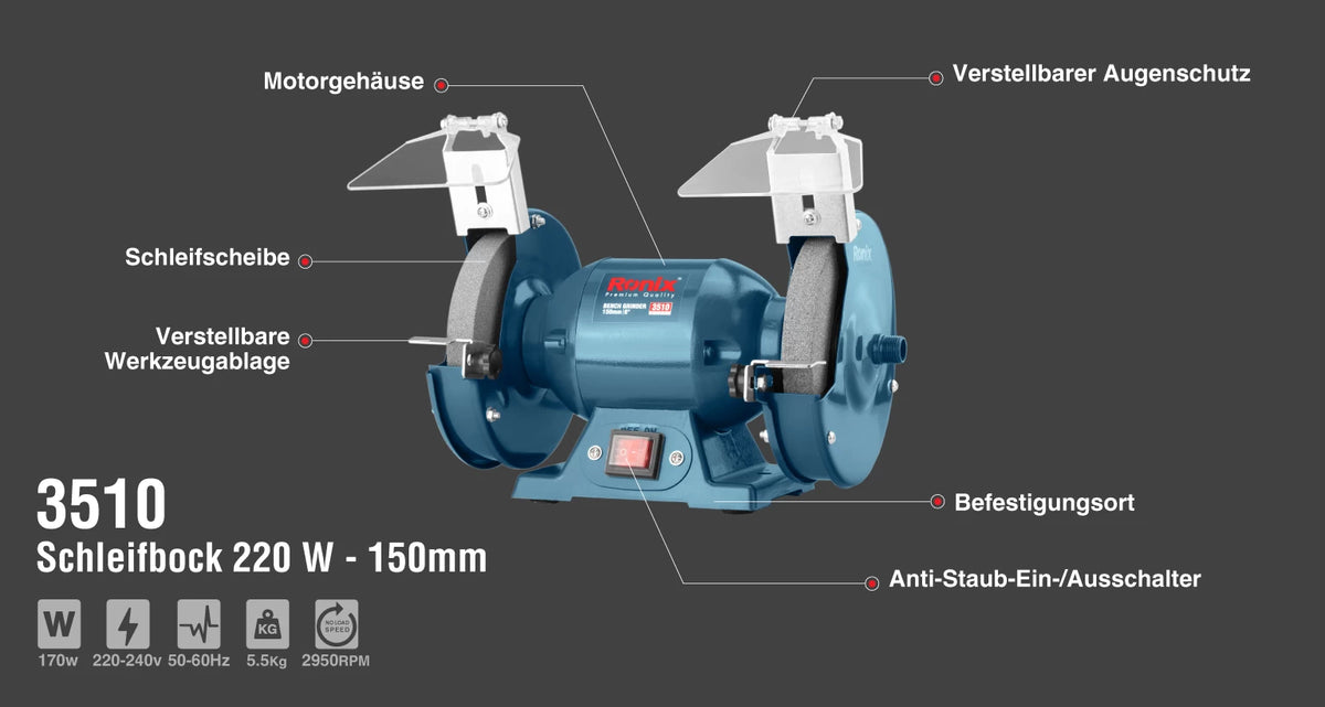 Ronix Schleifbock 220 W - 150 mm