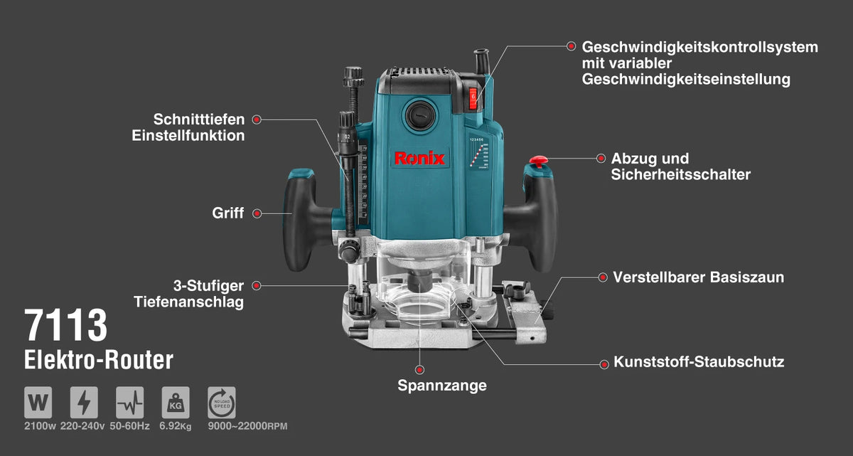 Ronix Elektro-Oberfräse 2.100 W