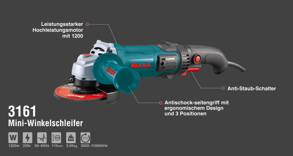 Ronix Mini-Winkelschleifer 1200 W - 115 mm - 2,05 kg