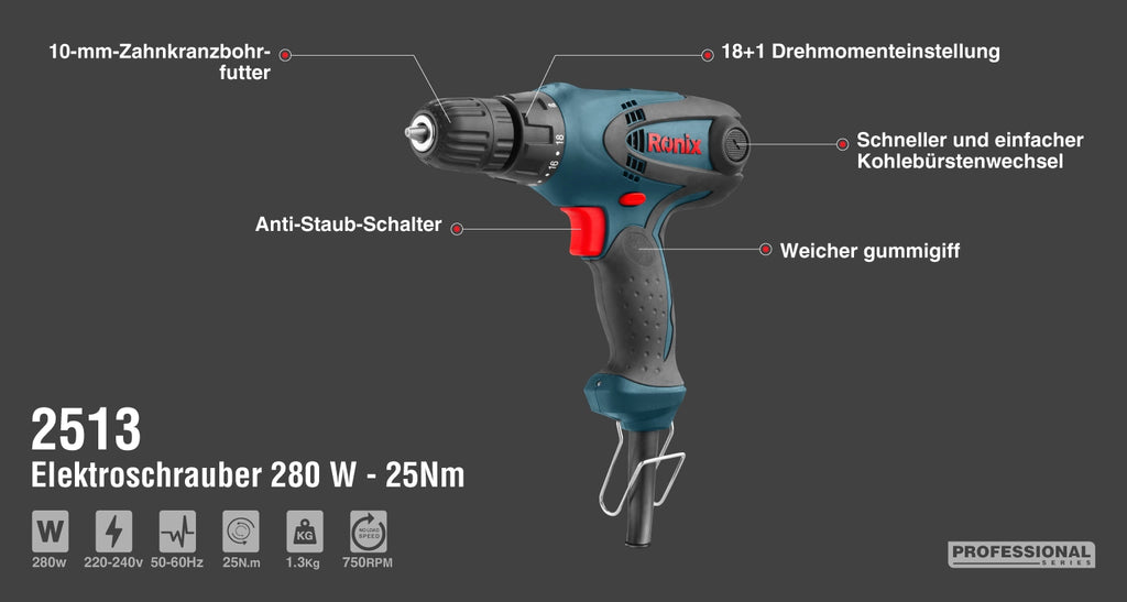 Ronix Elektroschrauber 280 W - 25 Nm