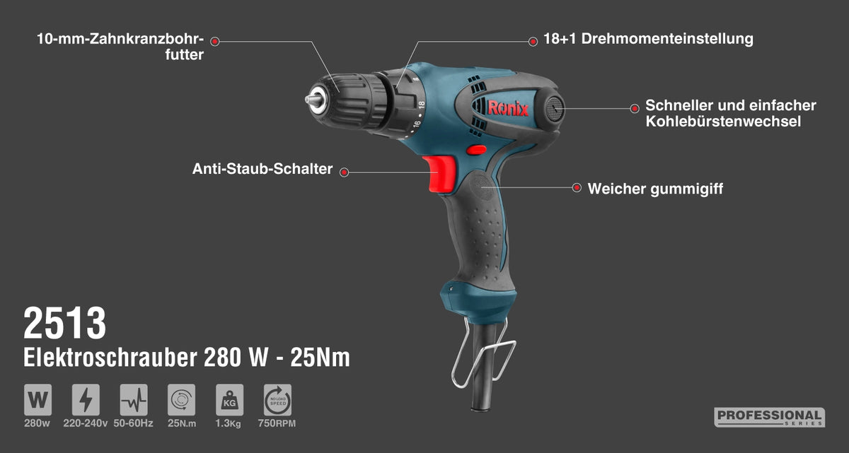 Ronix Elektroschrauber 280 W - 25 Nm