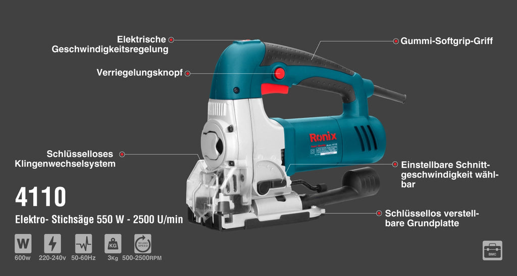 Ronix Elektro- Stichsäge 550 W - 2500 U/min