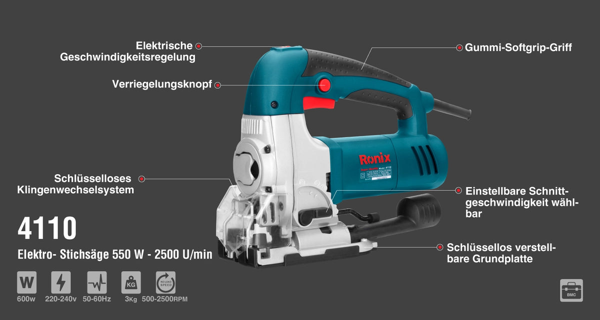 Ronix Elektro- Stichsäge 550 W - 2500 U/min