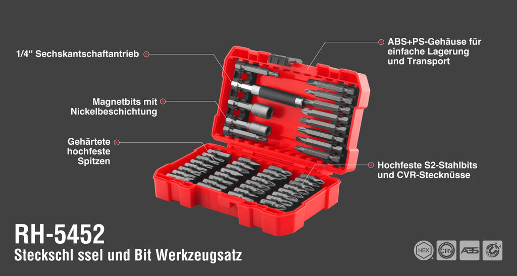Ronix Steckschlüssel- & Bit-Sortiment (49-teilig)