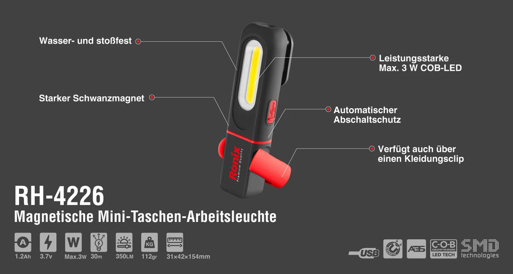 Ronix Magnetische Mini-Taschenlampe