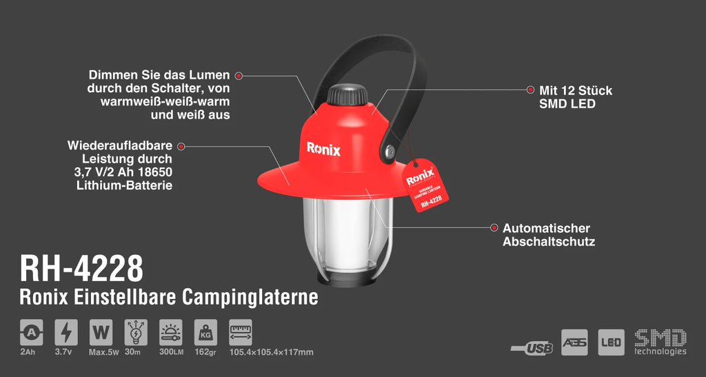 Ronix Dimmbare Campinglaterne