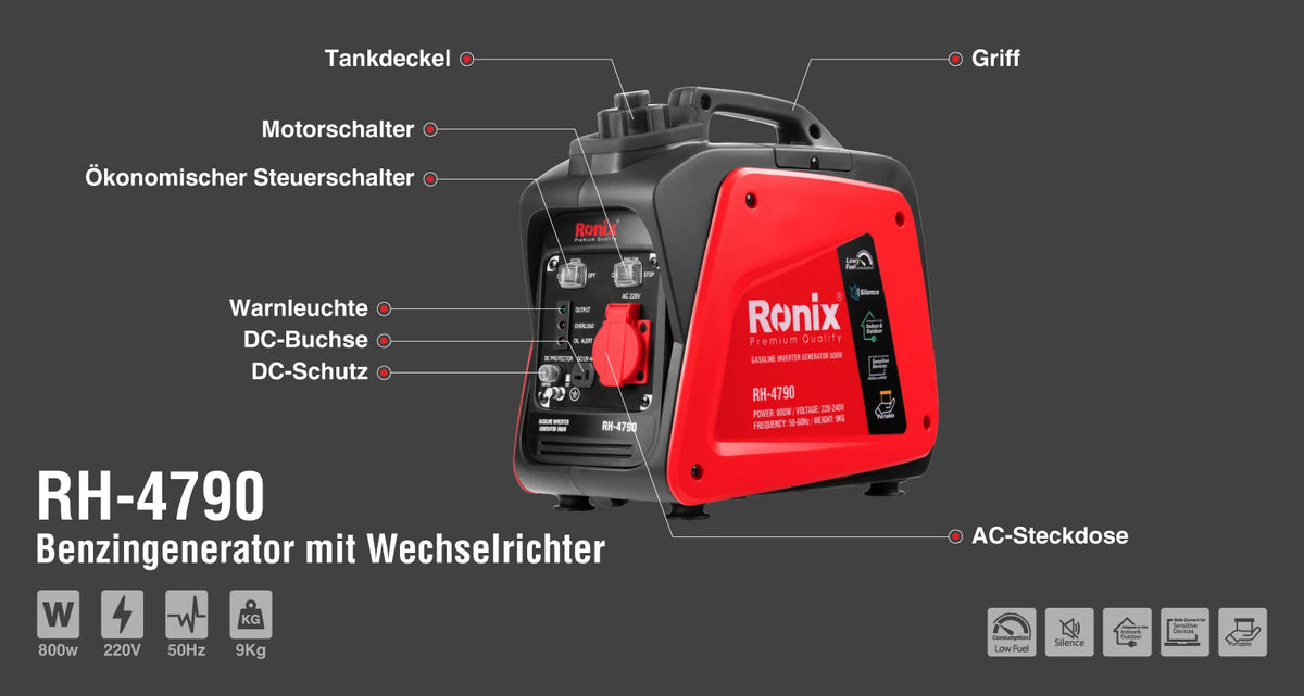 Ronix Benzin-Inverter-Stromerzeuger 0.8 Kw-2.1 L