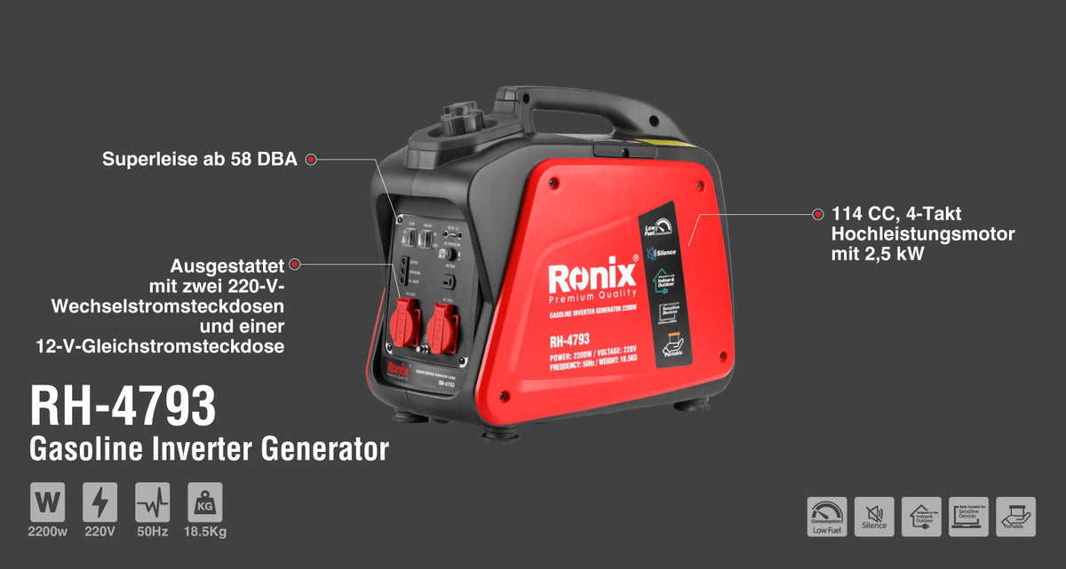 Ronix Benzin-Stromgenerator, 2.2 kW - 4.1 L