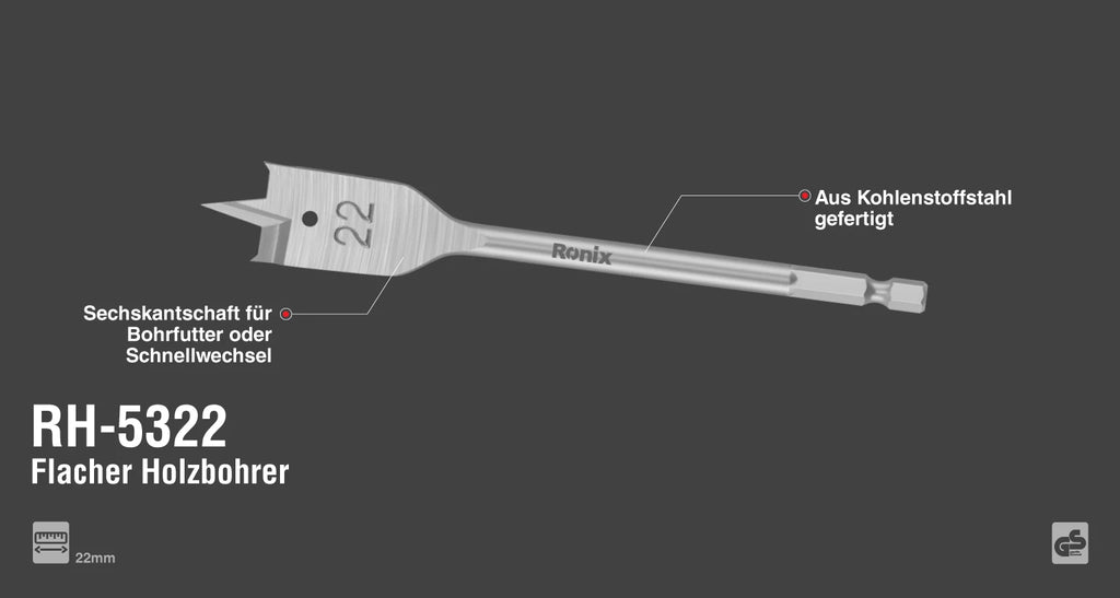 Ronix Flachholzbohrer 22 mm