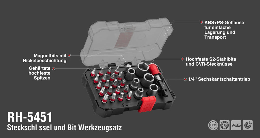 Ronix Steckschlüssel- & Bit-Sortiment (29-teilig)