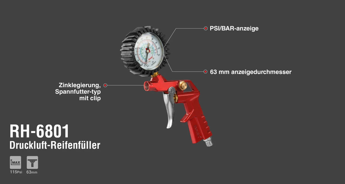 Ronix Druckluft-Reifenfüller 115 Psi