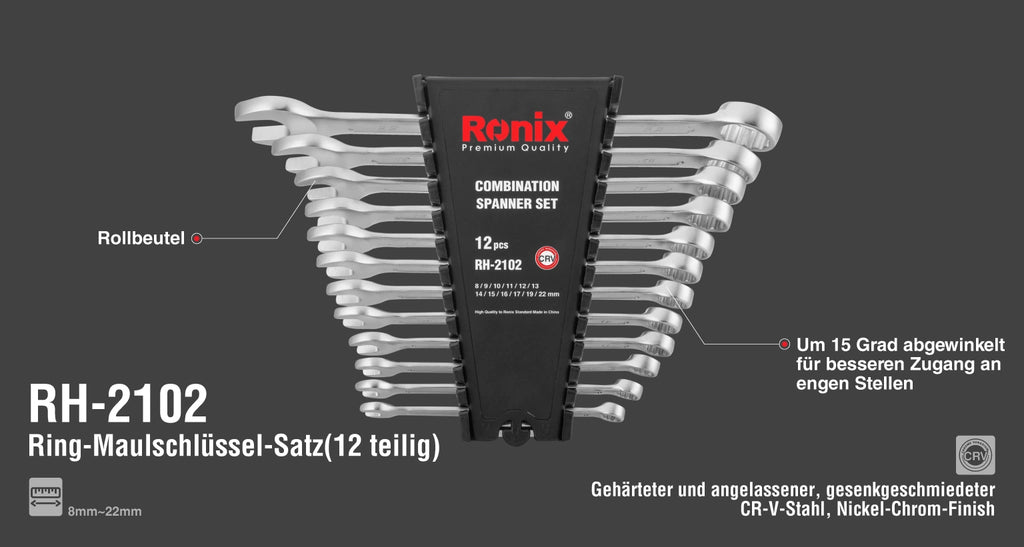 Ronix Ring-Maulschlüssel-Satz (12-teilig)