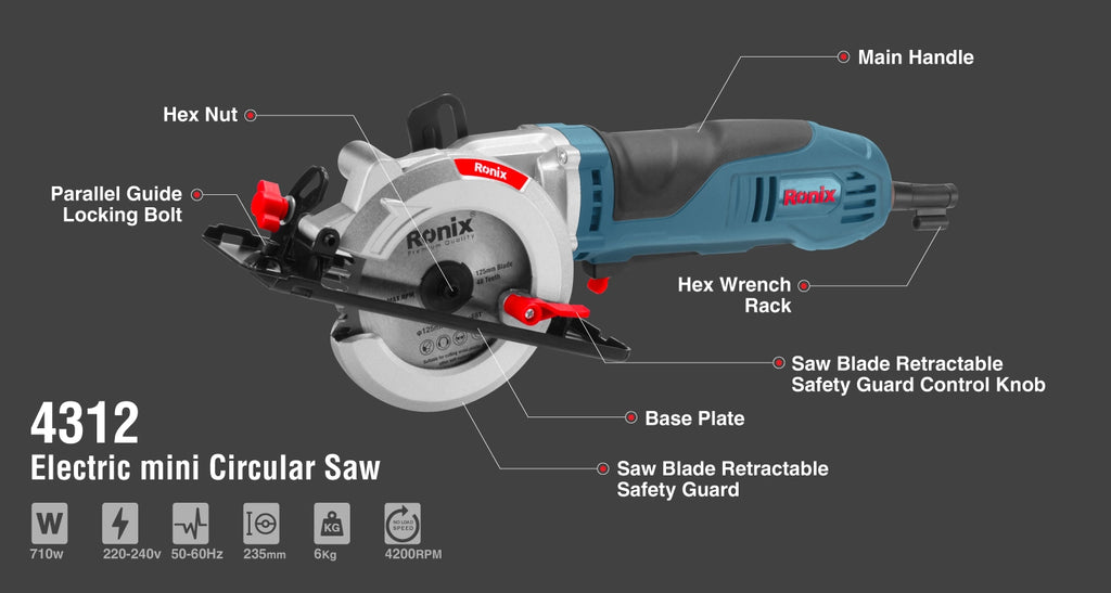 Ronix Elektrische Mini-Kreissäge 710 W, 125 mm