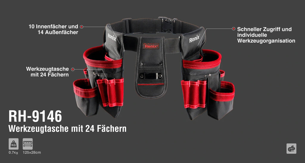 Ronix Werkzeugtasche mit 24 Fächern