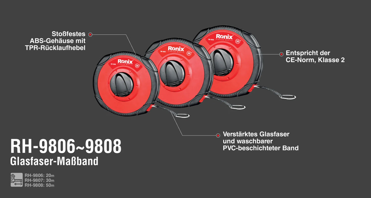 Ronix Glasfaser-Maßband 20 m - 12,5 mm