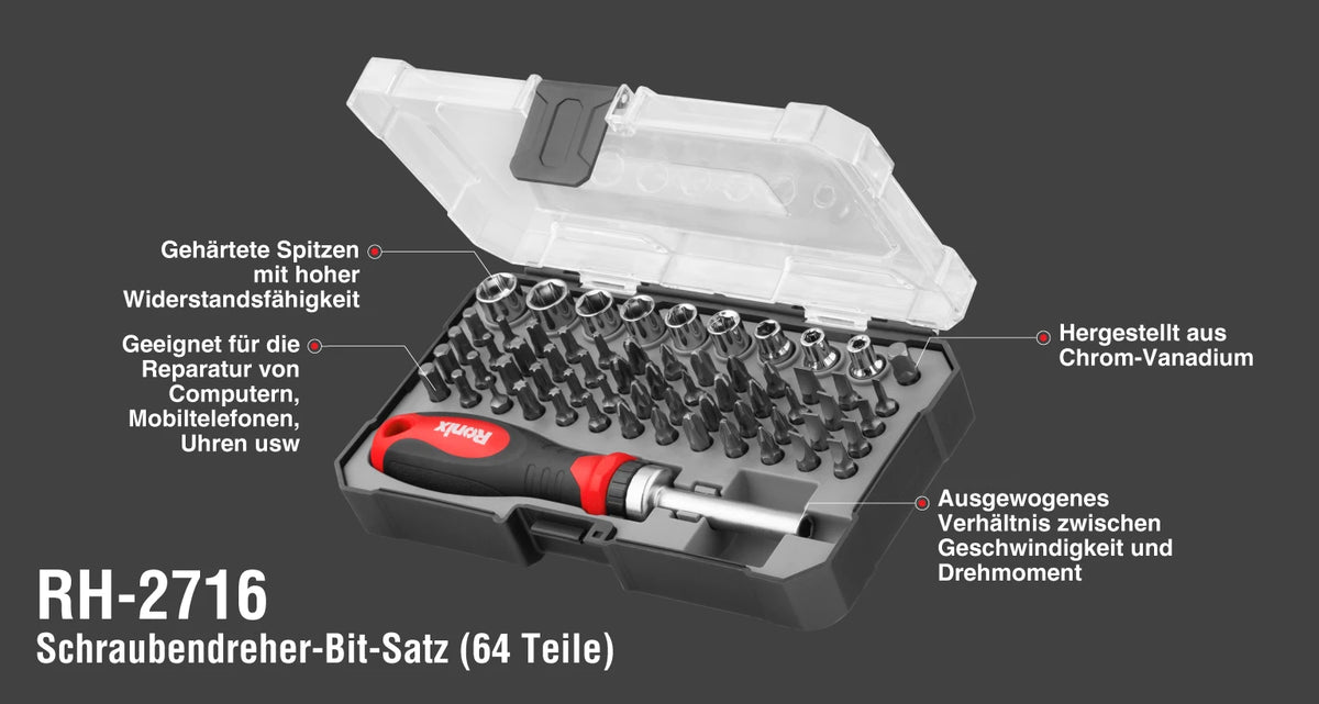 Ronix Schraubendreher-Bit-Sortiment (64 tlg.)