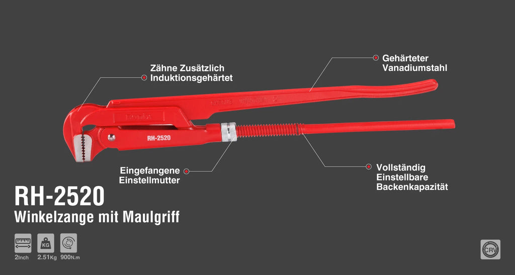 Ronix Winkelzange mit Maulgriff, 2 Zoll
