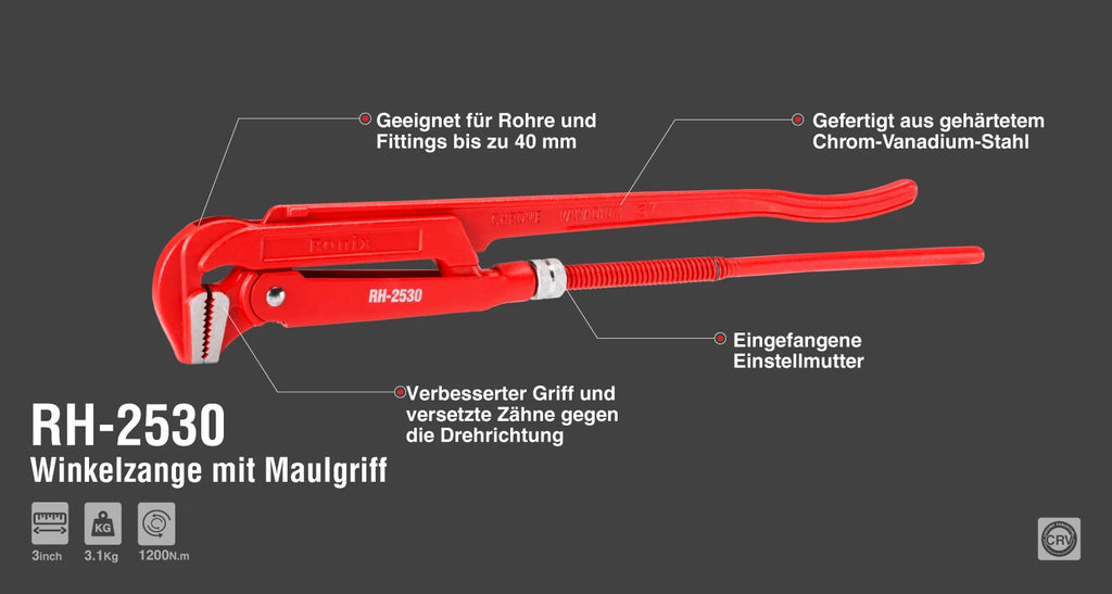 Ronix Winkelzange mit Maulgriff, 3 Zoll