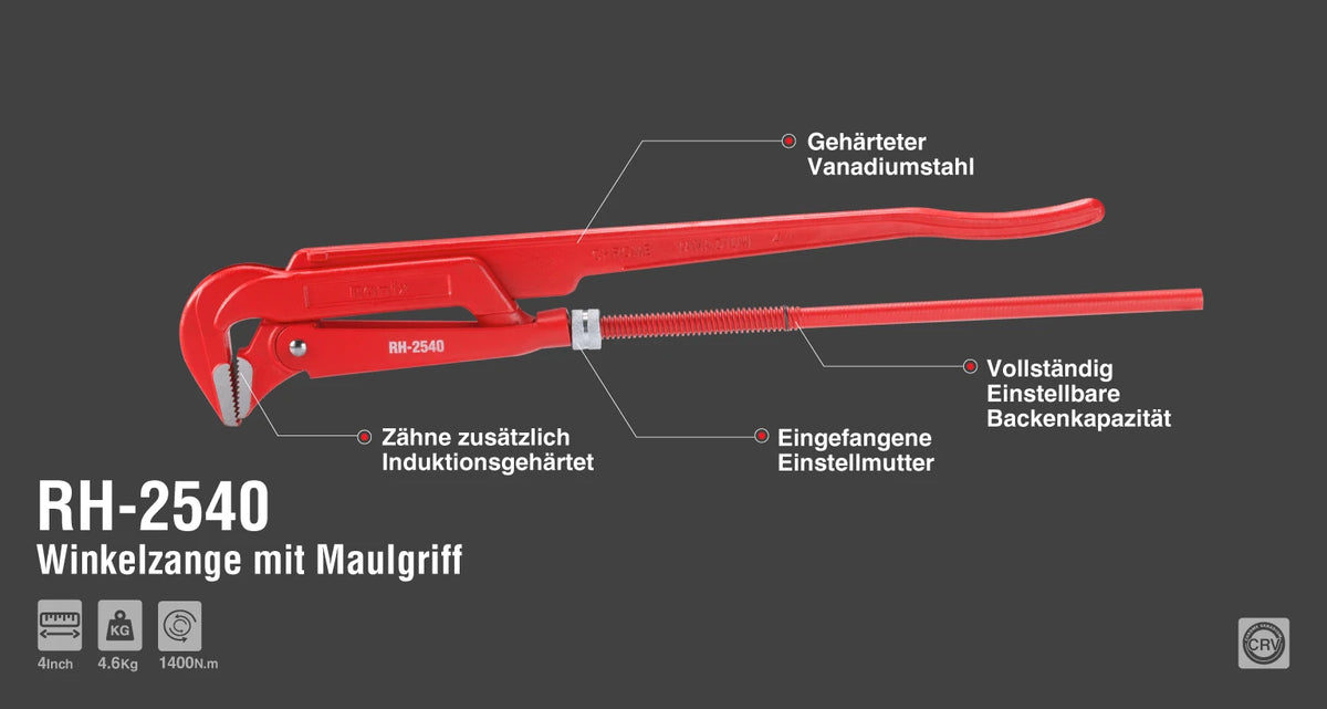 Ronix Winkelzange mit Maulgriff, 4 Zoll