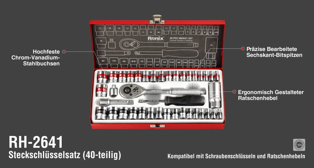 Ronix Steckschlüsselsatz (40-teilig)