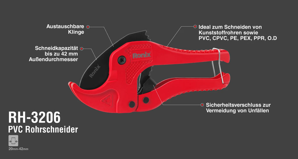 Ronix PVC-Rohrabschneider 197*82*17 mm