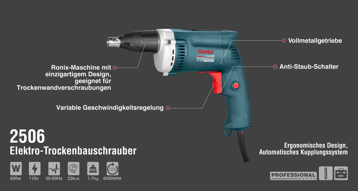 Ronix Elektro-Trockenbauschrauber 600 W