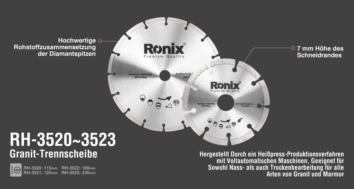 Ronix Granit-Trennscheibe 180 x 22,2 x 7 mm