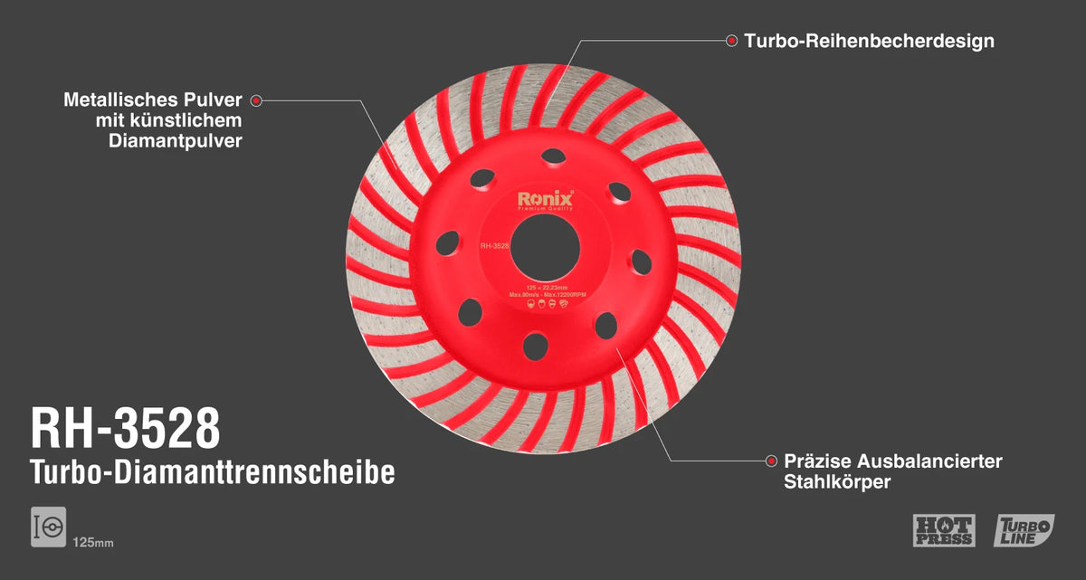 Ronix Turbo-Diamanttrennscheibe 125 x 22,2 mm