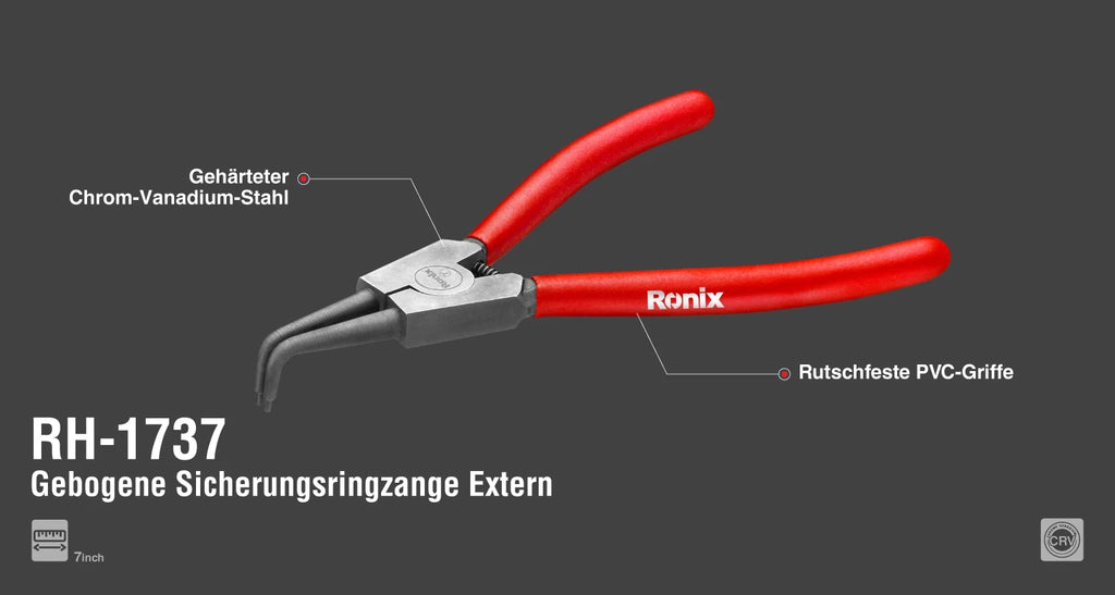 Ronix Gebogene Außensprengringzange 7 mm