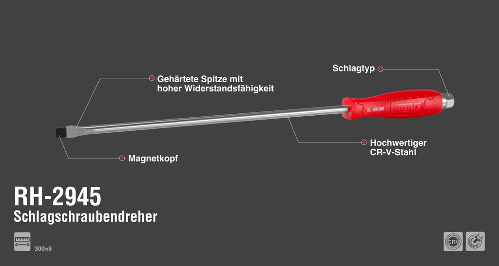 Ronix Schlitz-Schlagschraubendreher mit Kunststoffgriff 8 300 mm
