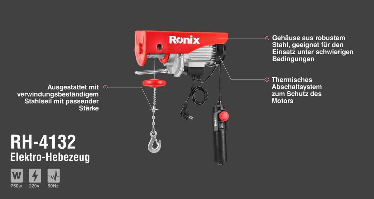 Ronix Elektro-Hebezeug 18 m - 400 kg Tragkraft