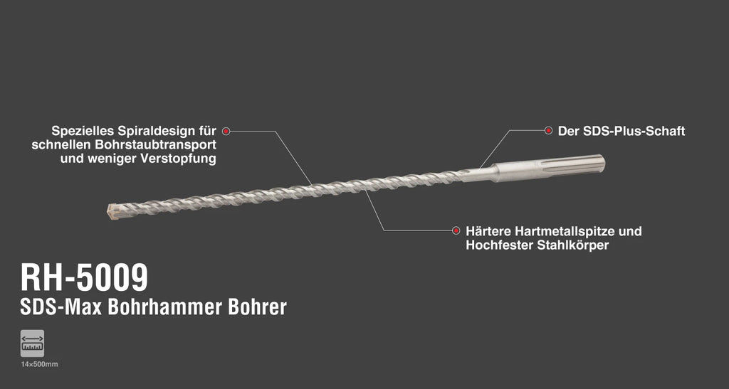 Ronix SDS-Max Bohrhammer-Bohrer - 14 x 500 mm