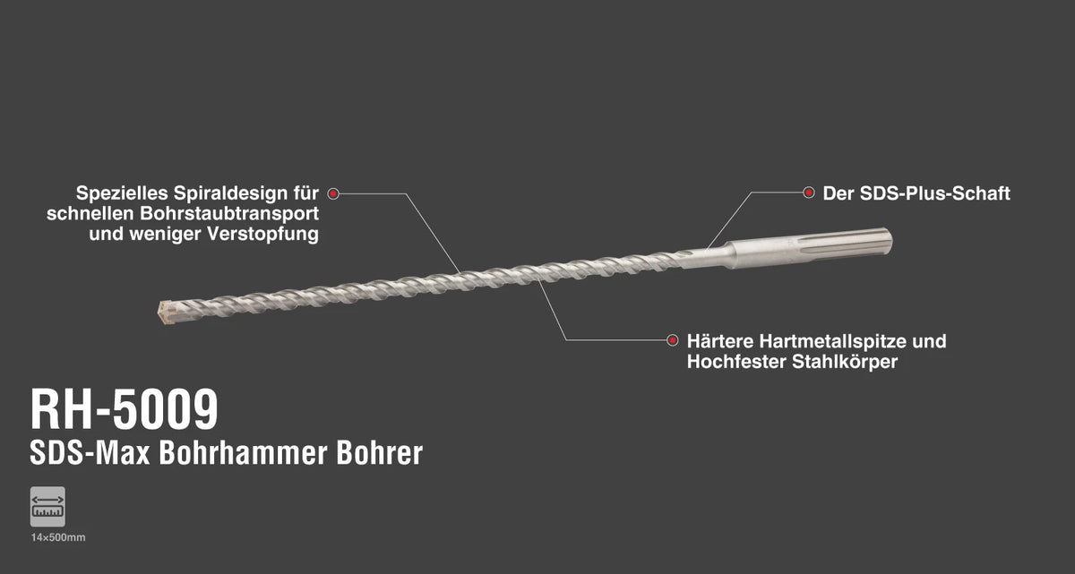 Ronix SDS-Max Bohrhammer-Bohrer - 14 x 500 mm