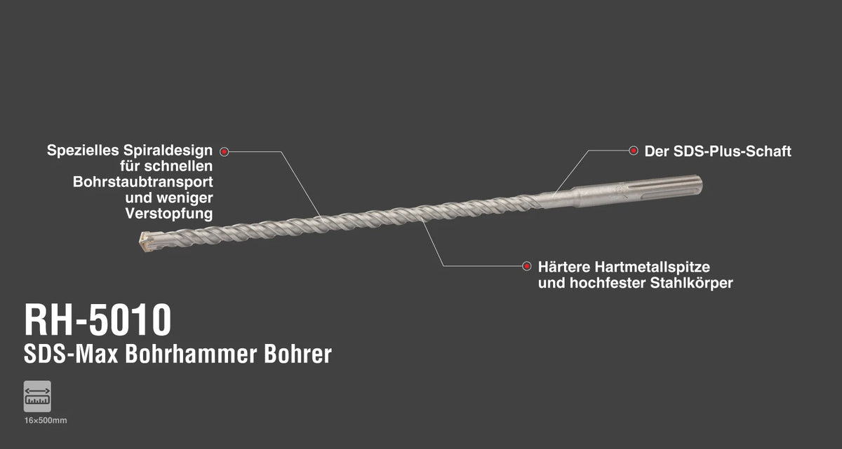 Ronix SDS-Max Bohrhammer-Bohrer - 16 x 500 mm
