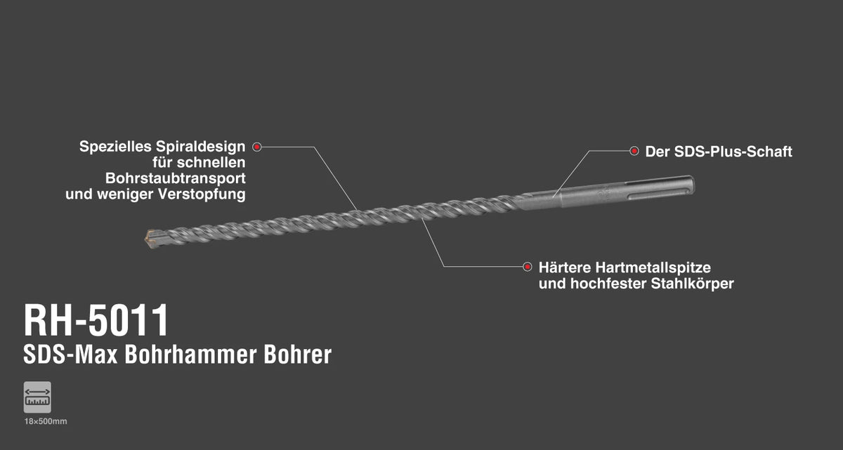 Ronix SDS-Max Bohrhammer-Bohrer - 18 x 500 mm