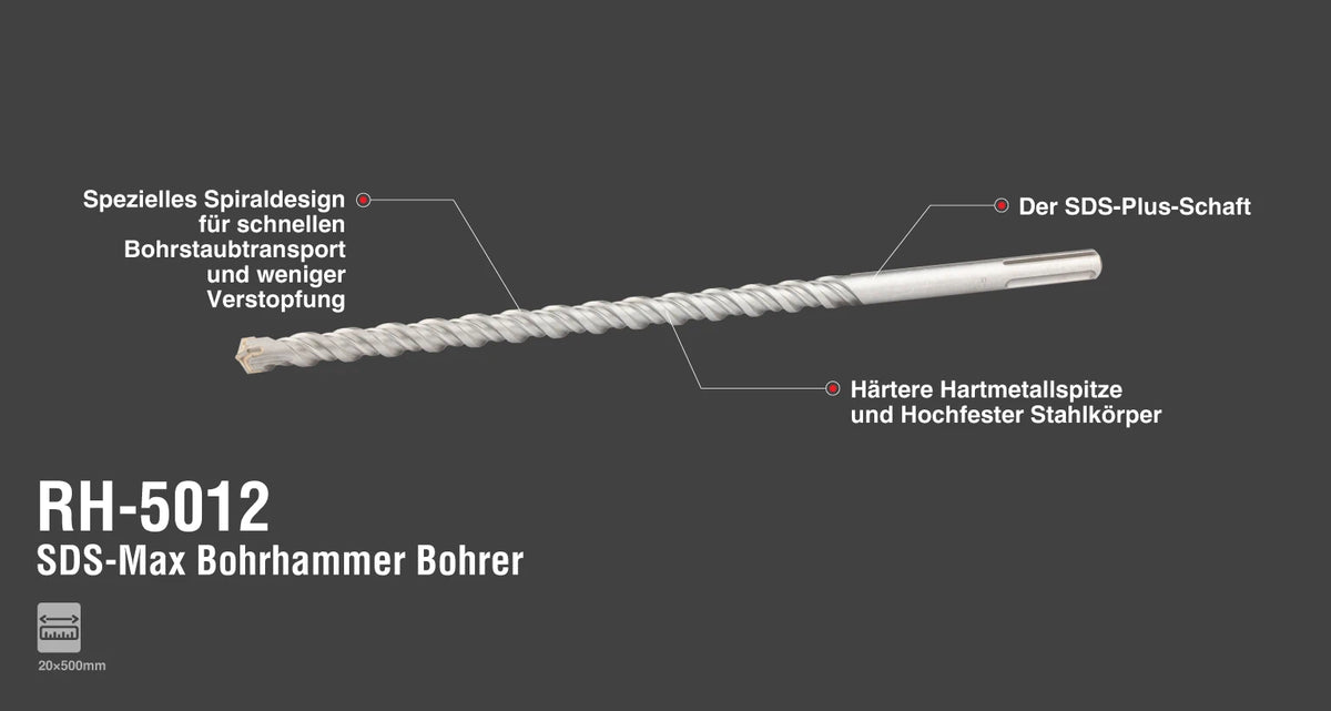 Ronix SDS-Max Bohrhammer-Bohrer - 20 x 500 mm