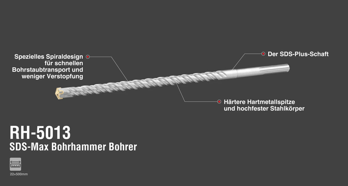 Ronix SDS-Max Bohrhammer-Bohrer - 22 x 500 mm