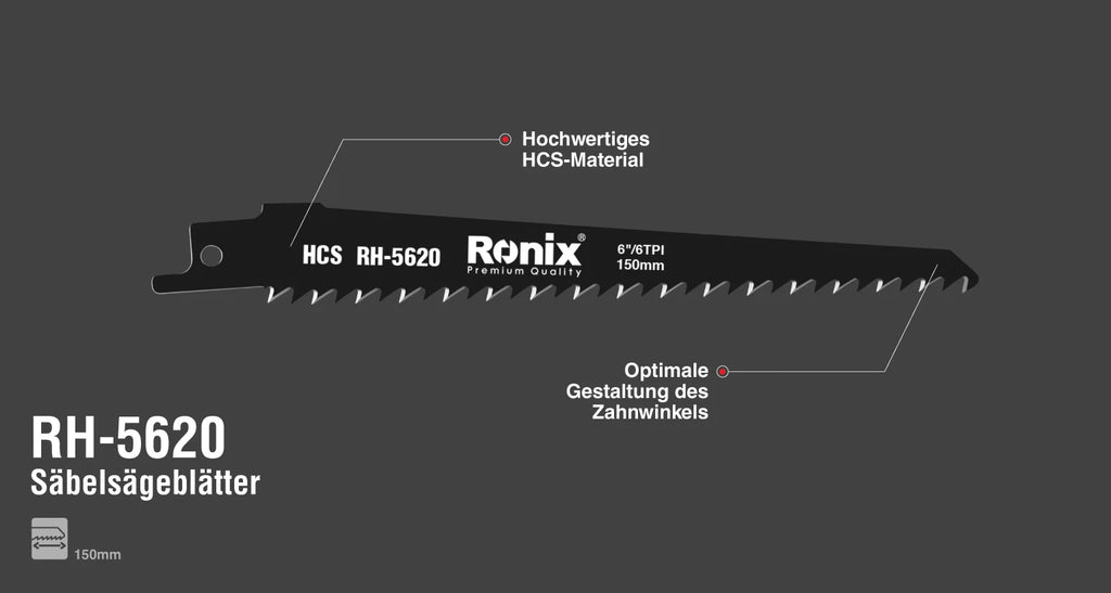 Ronix Säbelsägeblätter für Holz 150 mm